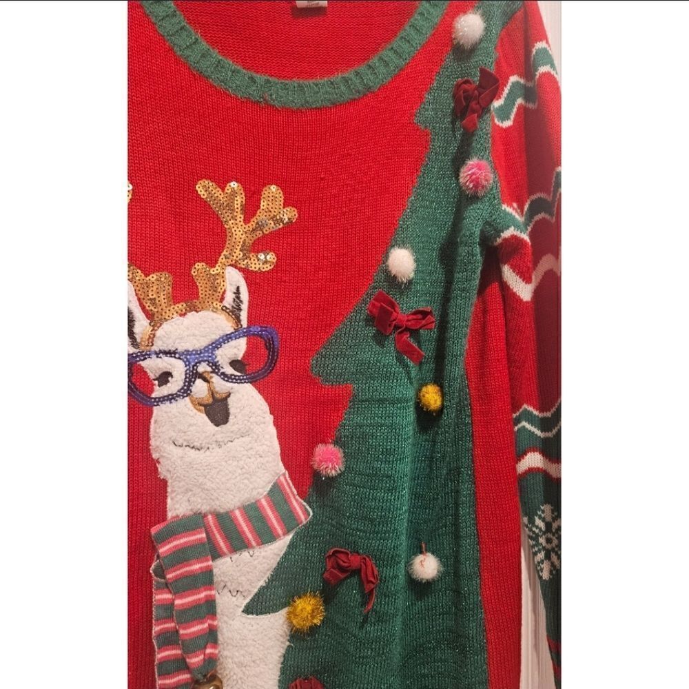 Women's Holiday Sweater Dress/Excellent Used Condition/Llama Sweater/Size XL - Picture 2 of 8